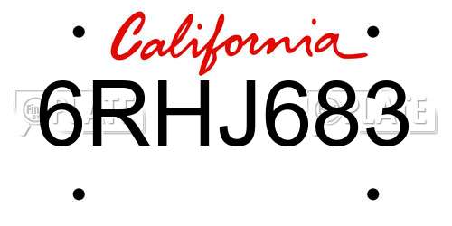 6RHJ683 California License Plate