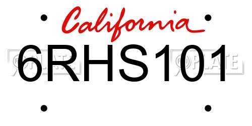 6RHS101 California License Plate