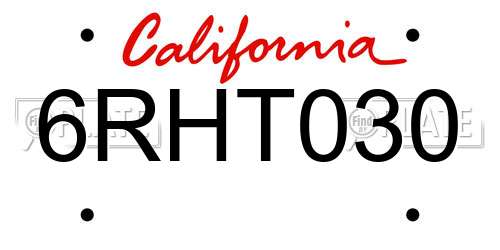 6RHT030 California License Plate