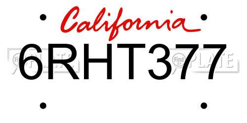 6RHT377 California License Plate