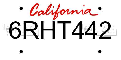 6RHT442 California License Plate