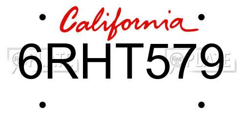 6RHT579 California License Plate