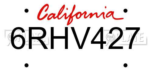6RHV427 California License Plate