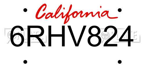 6RHV824 California License Plate