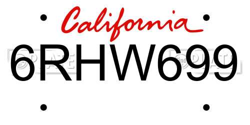 6RHW699 California License Plate