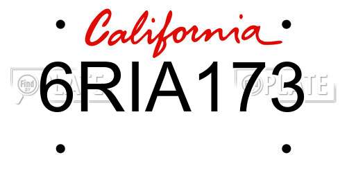6RIA173 California License Plate