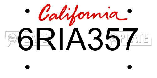 6RIA357 California License Plate