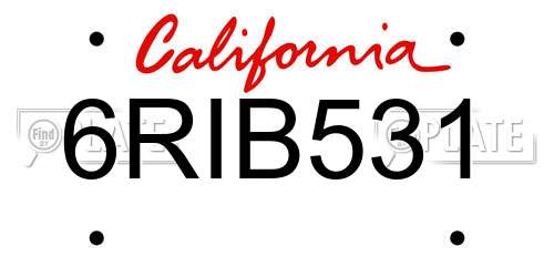 6RIB531 California License Plate