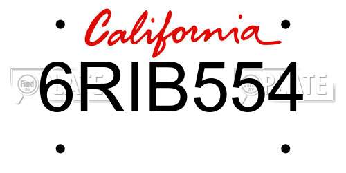 6RIB554 California License Plate