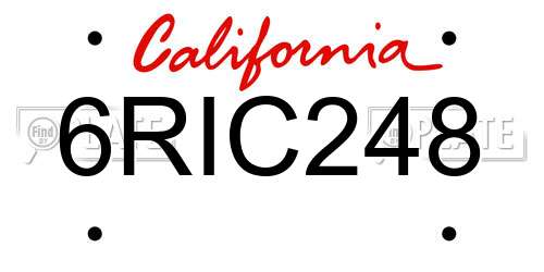 6RIC248 California License Plate