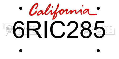 6RIC285 California License Plate