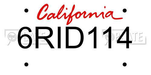 6RID114 California License Plate