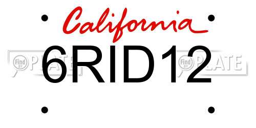 6RID12 California License Plate