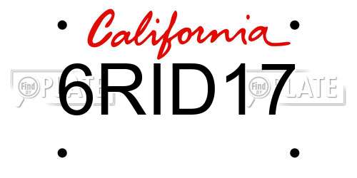 6RID17 California License Plate
