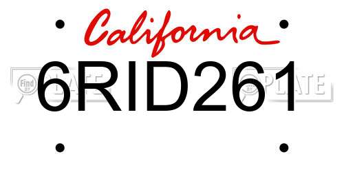 6RID261 California License Plate