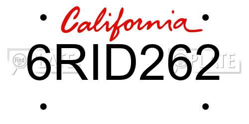 6RID262 California License Plate