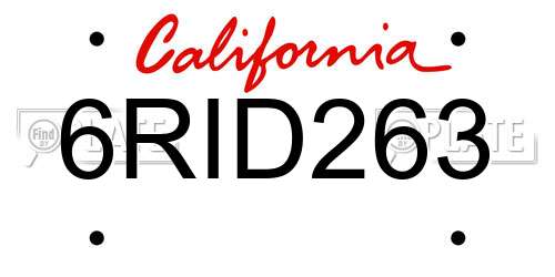 6RID263 California License Plate