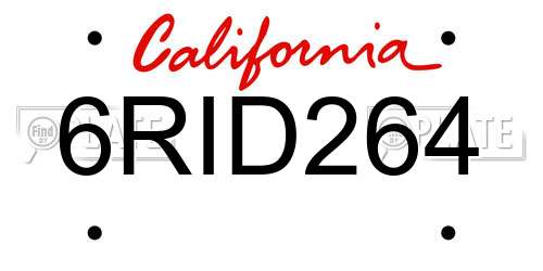6RID264 California License Plate