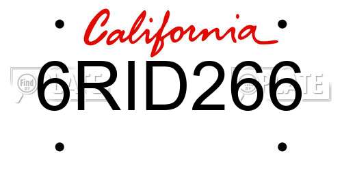 6RID266 California License Plate