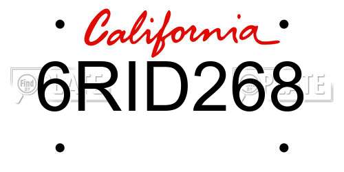 6RID268 California License Plate