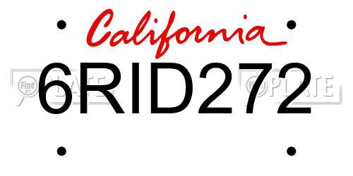 6RID272 California License Plate
