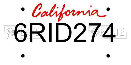 6RID274 California License Plate