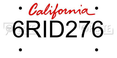 6RID276 California License Plate