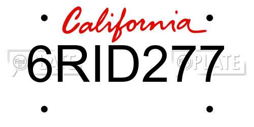 6RID277 California License Plate