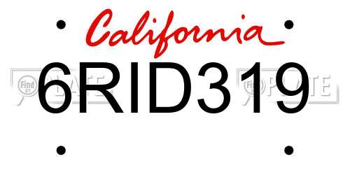 6RID319 California License Plate