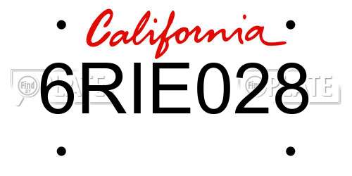 6RIE028 California License Plate