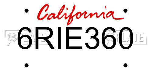 6RIE360 California License Plate