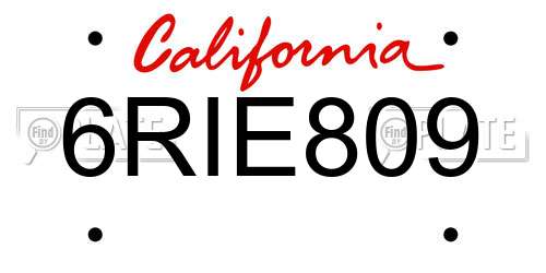 6RIE809 California License Plate