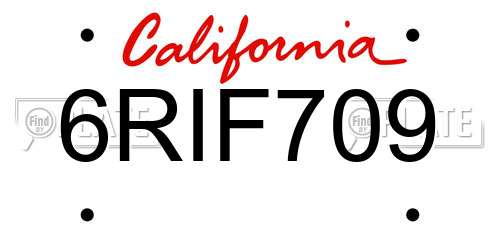 6RIF709 California License Plate