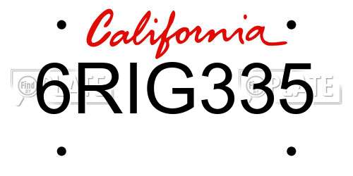 6RIG335 California License Plate