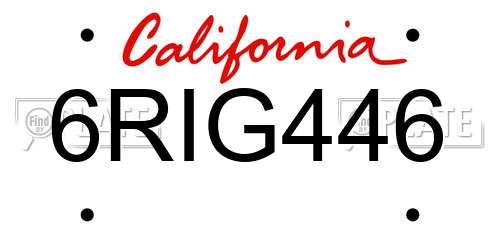 6RIG446 California License Plate