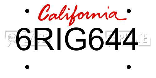 6RIG644 California License Plate