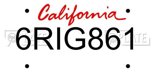 6RIG861 California License Plate