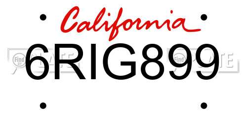 6RIG899 California License Plate