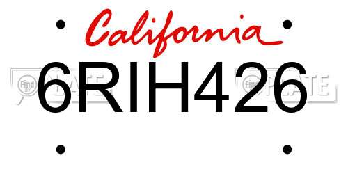 6RIH426 California License Plate