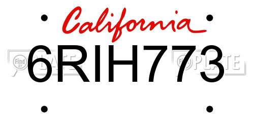 6RIH773 California License Plate