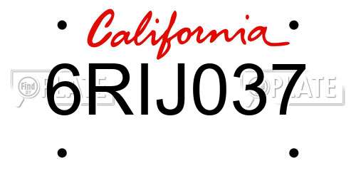 6RIJ037 California License Plate