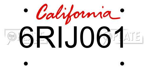 6RIJ061 California License Plate