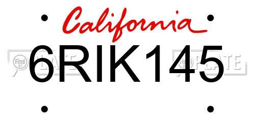 6RIK145 California License Plate