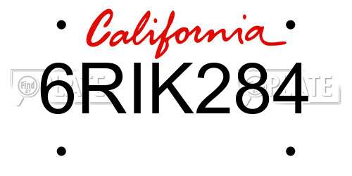 6RIK284 California License Plate