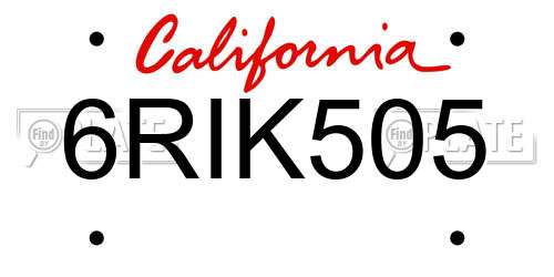 6RIK505 California License Plate