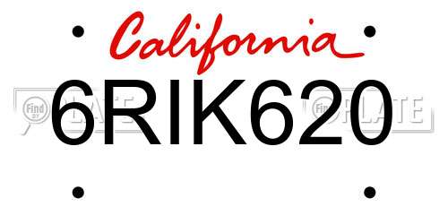 6RIK620 California License Plate