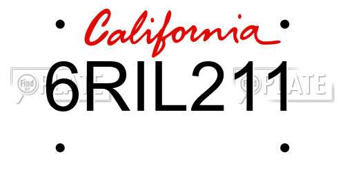 6RIL211 California License Plate
