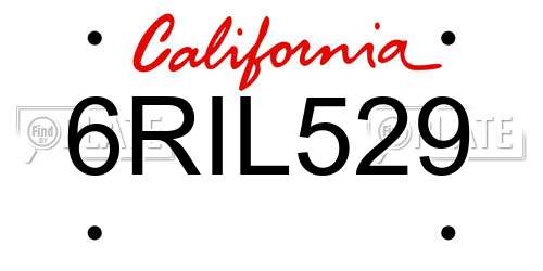 6RIL529 California License Plate