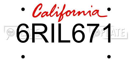 6RIL671 California License Plate