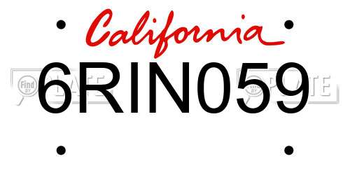 6RIN059 California License Plate